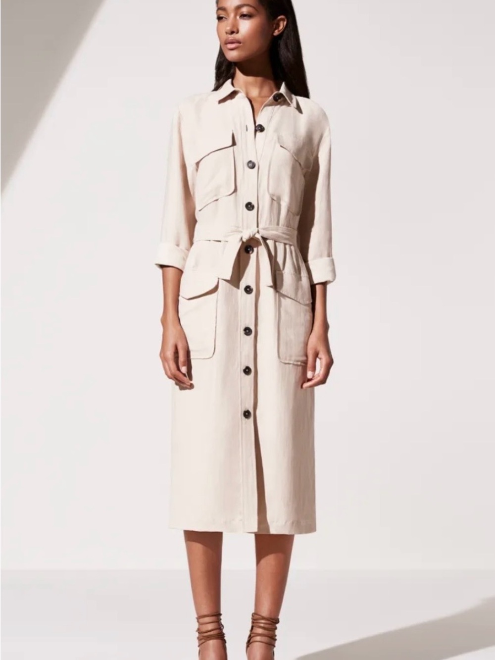 Ann Taylor safari trench Linen Blend dress size 6